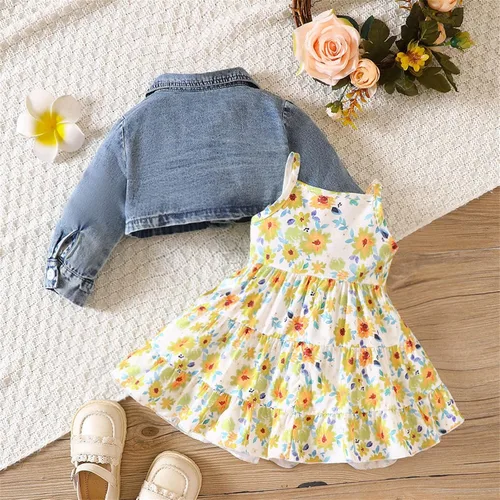Vista 3 de Baby Girl Clothes Newborn Infant Baby Girls Spring Summer Floral Cotton Long Sleeve Coat Sleeveless Princess