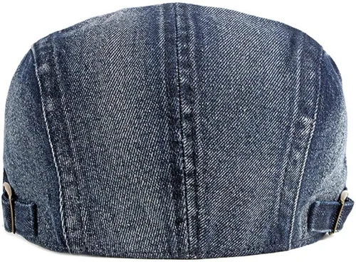 Vista 6 de Men's Denim Newsboy Flat Cap Gatsby Ivy Cabbie Hat Driving Cap