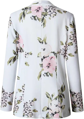 Vista 8 de Chaqueta retro con estampado floral para mujer, con bolsillo con cremallera, abrigo casual