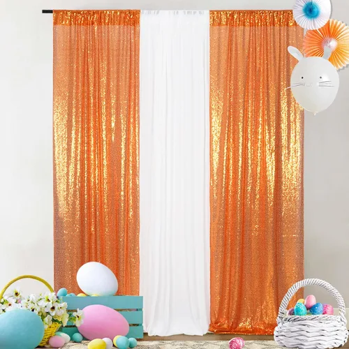 Vista 8 de SquarePie - Cortina de lentejuelas 2 pies x 8 pies, azul bebé, 2 piezas, decoración brillante para bodas y fiestas