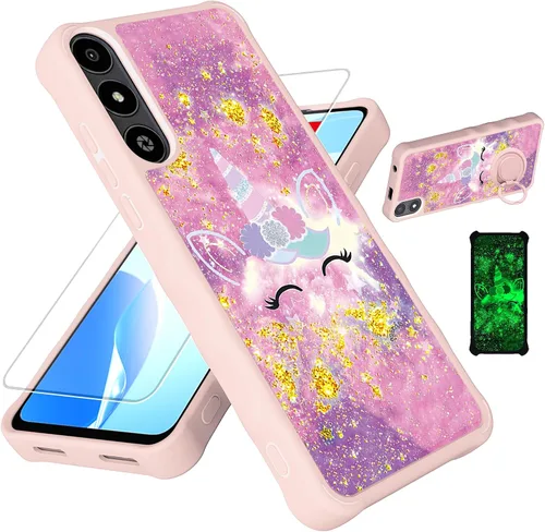 Vista 29 de jioeuinly JSF-DJS - Funda compatible con Nothing Phone 2a con protector de pantalla de vidrio templado, policarbonato duro + silicona suave, soporte
