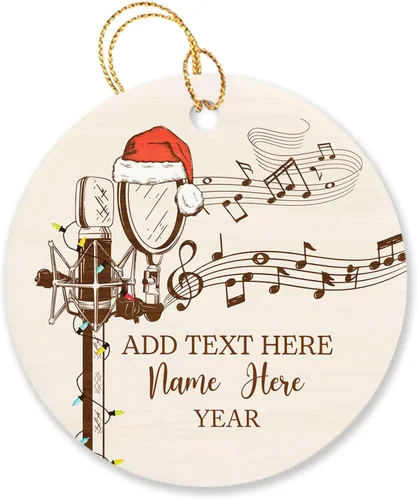 Vista 13 de Adorno de Navidad personalizado de acordeonista que toca acordeón, nombre personalizado y año, adorno de Navidad para acordeonista, instrumento