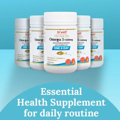 Vista 2 de Paquete de 2 cápsulas blandas Hi Well Premium Omega 3 1500mg One A Day 90 cápsulas blandas