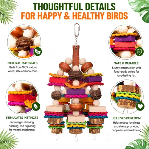 Vista 3 de Large Parrot Toys for African Greys, Macaws, Cockatoo, Bird Chewing Toys