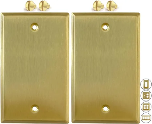 Vista 10 de Rio Salto BRASS Deco Collection - Placa de pared ciega de metal dorado de tamaño estándar, cubierta de salida resistente a la corrosión