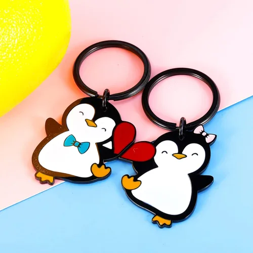 Vista 2 de FrereFeter 2 llaveros a juego de pingüinos para parejas, amantes de los pingüinos, llaveros nacionales para el día del novio, lindo llavero