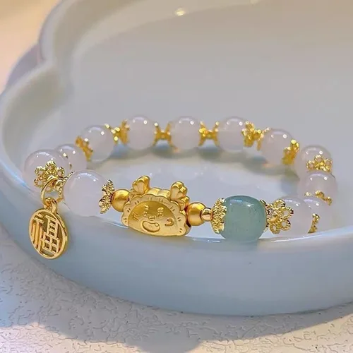 Vista 19 de Pulsera de la suerte para mujeres y hombres, joyería retro sintética con cuentas de ágata, un regalo maravilloso para tus seres queridos