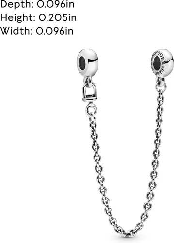 Vista 5 de pandora joyería silicona agarre plata esterlina cadena de seguridad