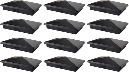 Vista 24 de Tapa de aluminio en forma piramidal para postes de madera, color negro (4 unidades)