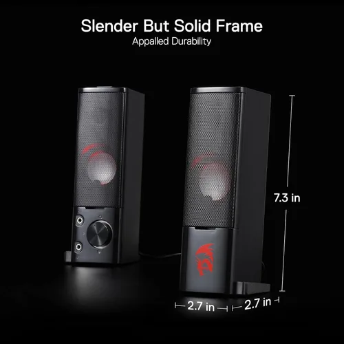 Vista 6 de Redragon GS550 Altavoces para PC de Gaming, Barra de Sonido de Escritorio de 2.0 Canales con Tamaño Compacto y Maniobrable, Jack para Auriculares
