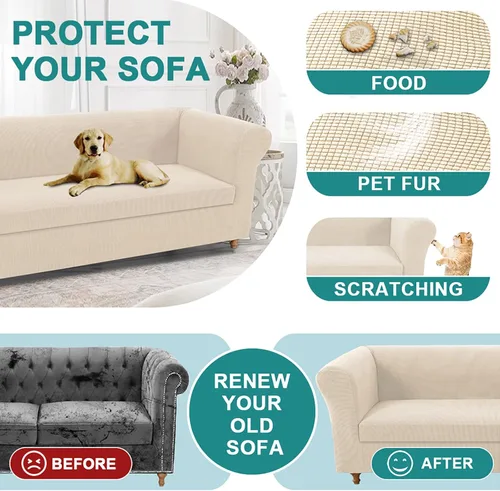 Vista 4 de UNBBRRL Funda de sofá Chesterfield de jacquard elástico, fundas de cojín gruesas para sofá, protector de muebles para sala de estar