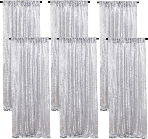 Vista 68 de B-COOL Cortinas de Fondo de Lentejuelas Azul Bebé 2 Piezas 2ftx8ft Fotografía para Fiestas Fondo Brillante Cortinas para Prom Bodas Baby Shower