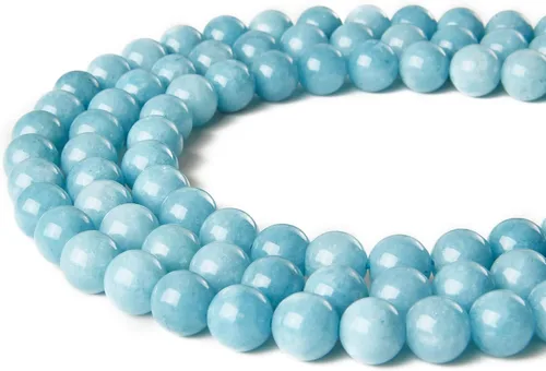 Vista 3 de 60 piezas de cuentas de aguamarina natural de 6 mm, cuentas de piedras preciosas redondas sueltas para hacer joyas