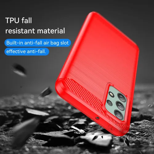 Vista 6 de M MAIKZI - Funda para Samsung Galaxy A23, TPU cepillado rojo, con protector de pantalla HD