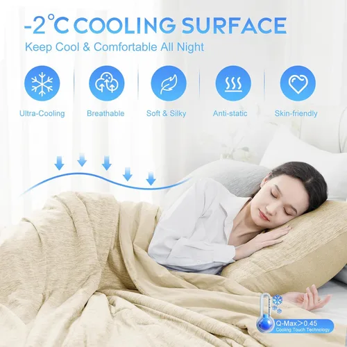 Vista 2 de CHOSHOME Edredón Refrescante Tamaño Twin, Manta Refrescante con Fibra de Enfriamiento Q-Max 0.45 Arc-Chill, Manta de Verano Fresca para Sudores