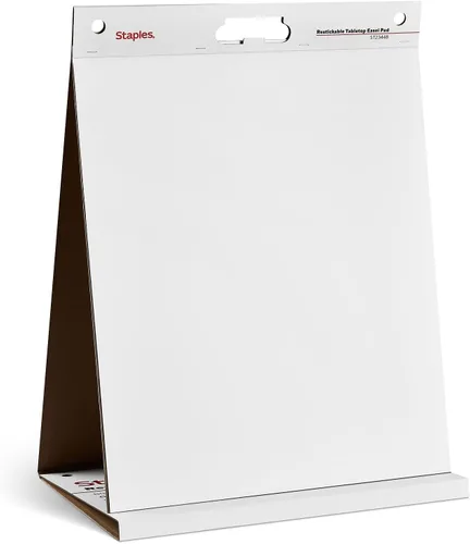 Vista 6 de STAPLES Easel Pad - Repositionable, Large Flip Chart Paper, 25"x30", 30 Sheets, 2 Pack, White, Recycled