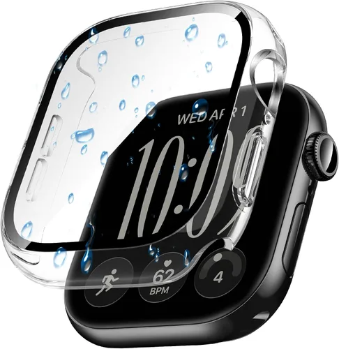 Vista 24 de Goton - Funda impermeable para Apple Watch 38 mm Series 3 2 1, protector de pantalla de vidrio templado, protección completa de policarbonato duro