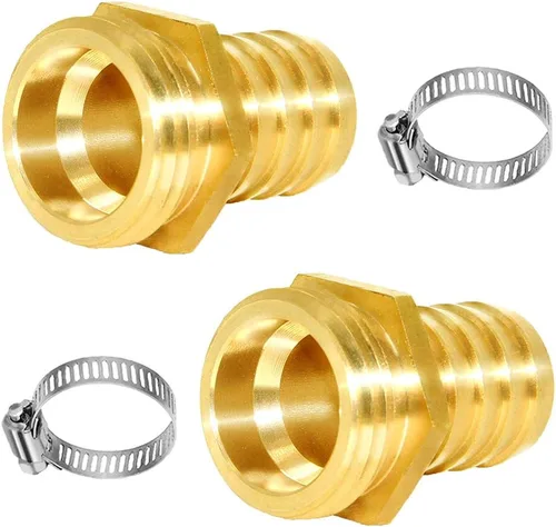 Vista 10 de Joywayus 1/2" Barb x 3/4" Hembra GHT Rosca Giratoria Hexagonal Latón Jardín Manguera de Agua Conector de Cobre con Abrazadera de Acero Inoxidable