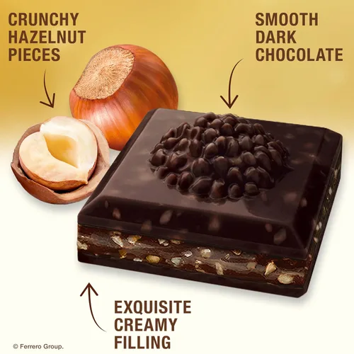 Vista 8 de Ferrero Rocher Barra de chocolate premium, 70% de chocolate amargo, avellana y relleno de cacao, 8 unidades, 3.1 onzas cada una