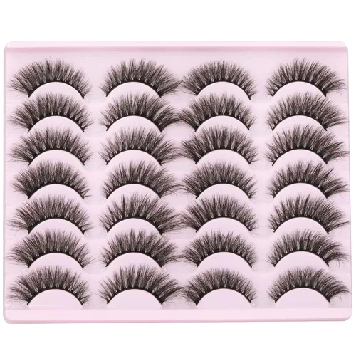 Vista 7 de Pestañas postizas de visón natural, efecto ojo de gato, finas, 16 mm, 5D, paquete de 14 pares de pestañas falsas de TNFVLONEINS