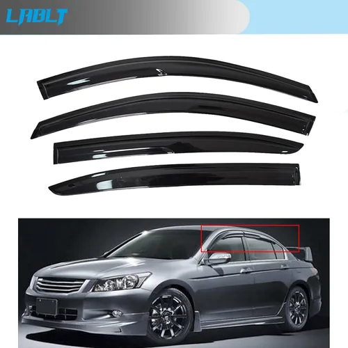 Vista 7 de LABLT Visera de ventilación de ventana, protector de lluvia, repuesto para Honda Accord 4Door Sedan 2008 2009 2010 2011 2012