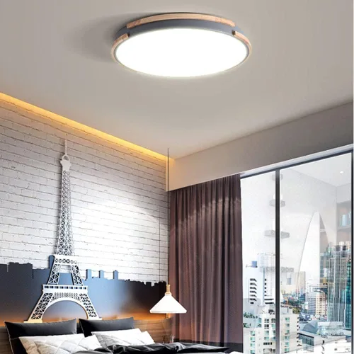 Vista 2 de Lámpara de techo LED redonda, atenuación de tres colores, 16 W, 1590 lúmenes, ahorro de energía, instalación integrada, cerca de lámparas de techo