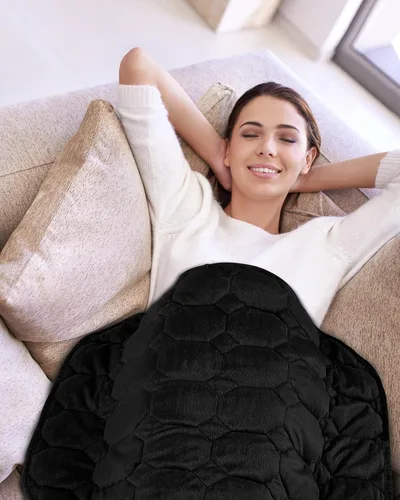 Vista 7 de Topblan Manta con peso de 7 libras para adultos, manta con peso pequeña para siestas, relajación, relajación y viajes, agradable al tacto y lavable