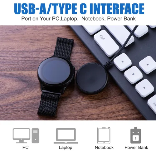 Vista 6 de Cargador para Samsung Galaxy Watch Ultra/FE/8/7/6/5/4/3/Active 2/Active, cable de carga USB A de repuesto magnético (USB A)