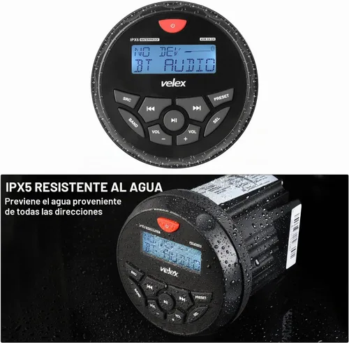 Vista 8 de Radio estéreo marina Bluetooth para barcos, sintonizador FM para barcos, carrito de golf, ATV, UTV y jacuzzis de spa, transmisión de medios digitales