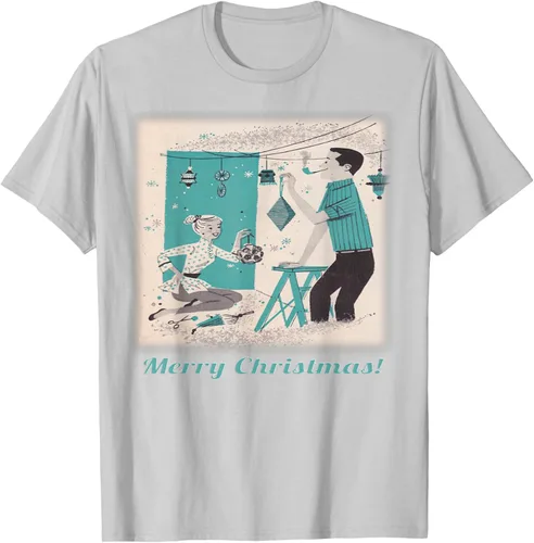 Vista 4 de Árbol de Navidad Retro Mcm playera clásico Par decoraciones, mujer XL, Asphalt