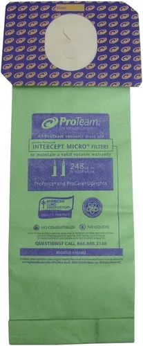 Vista 2 de ProTeam 103483 Intercept Micro Filter Bags con capacidad de 3.25 cuartos de galón, paquete de 10 filtros de vacío de repuesto, color verde