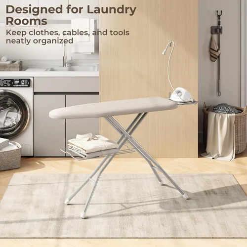 Vista 2 de Yaheetech Tabla de planchar con soporte de plancha, soporte para cable y Beige