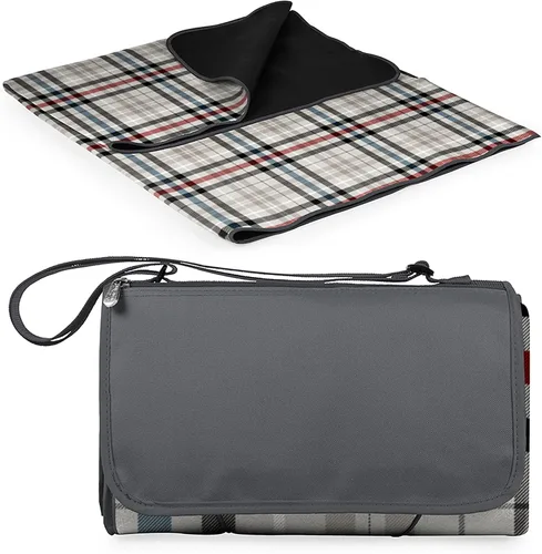 Vista 14 de Manta de picnic para exteriores Picnic Time Tote, tamaño XL, color azul a rayas Tartán negro