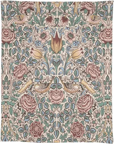 Vista 56 de Mantel Floral Retro de Pájaros, Diseño Original Bohemio William Morris Estampado Cubierta de Mesa para Hogar Picnic Fiesta Comedor Cocina William