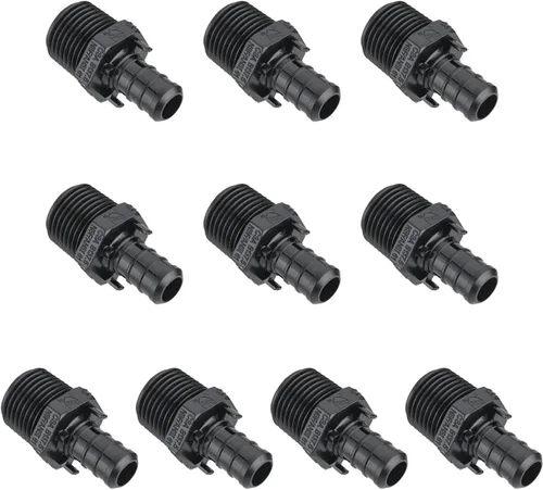 Vista 6 de Paquete de 10 unidades EFIELD Poly PPSU Barb Crimp Pex Fitting 1/2" X3/4" Macho NPT Adaptador, agua potable, (PPSU1807104)
