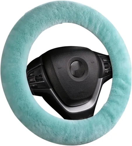 Vista 28 de Funda de volante de piel de oveja suave y esponjosa, para vehículo universal, mujeres y hombres, 14,5-15,5 pulgadas, accesorios peludos