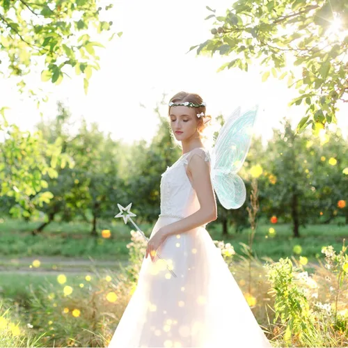 Vista 6 de 7PCS Fairy Wings Dress Up,Sparkling Sheer Wings Butterfly Fairy Halloween Costume Angel Wings for Kids Girls Women