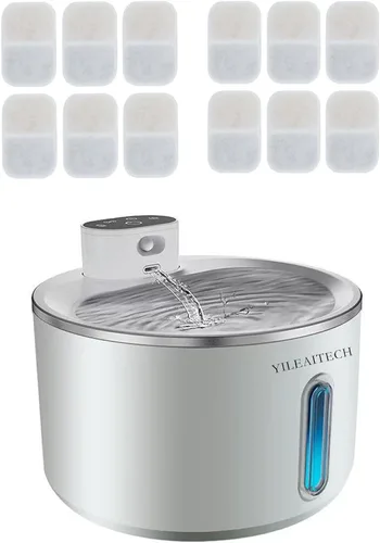 Vista 9 de Fuente de agua inalámbrica para gatos de acero inoxidable, fuente para gatos de 270 oz/8 L, funciona con pilas, fuente de agua inalámbrica