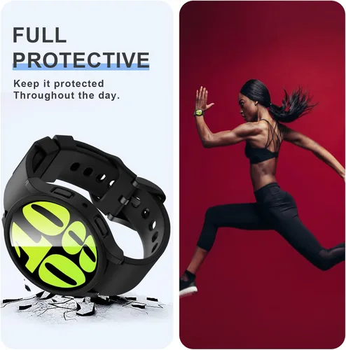 Vista 6 de [2+4] Paquete de protectores de pantalla para Samsung Galaxy Watch 6 de 1.575 pulgadas, JZK 2 funda protectora de policarbonato duro + 4 protectores