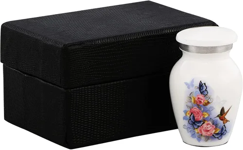 Vista 2 de Urnas de Recuerdo de Mariposa y Colibrí para Cenizas Humanas - Urnas Decorativas, Urnas para Cenizas Humanas Mujer y Hombre, Urnas para Cenizas