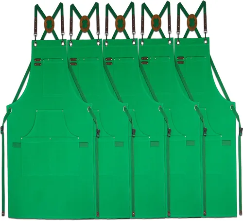 Vista 32 de Delantal de Cocina, Delantal de Trabajo, Lona, Múltiples Bolsillos, Jardinería, Pintura, BBQ, Artista, Carpintero, Tallas M a XXL, Ámbar