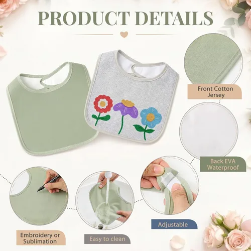 Vista 3 de Toulite 30 baberos para bebé, unisex, para niños y niñas, lavables, reutilizables, impermeables, de algodón, con diseño de doble cara para recién