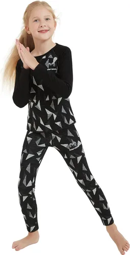 Vista 5 de Adeptwool Conjunto de capa base de lana merino para niñas y niños, ropa interior térmica