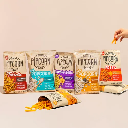 Vista 3 de Pipcorn Heirloom Honey BBQ Twists - Paquete de 6 bocadillos de 4.5 onzas, sin gluten, sin OMG, no artificiales, sin conservantes