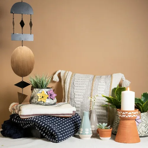 Vista 4 de Foreside Home & Garden - Manta de algodón tejida a mano multicolor de 50 x 60 pulgadas con borlas atadas a mano