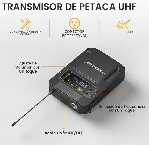 Vista 2 de Phenyx Pro UHF Transmisor de cuerpo con conector XLR PWB-4200