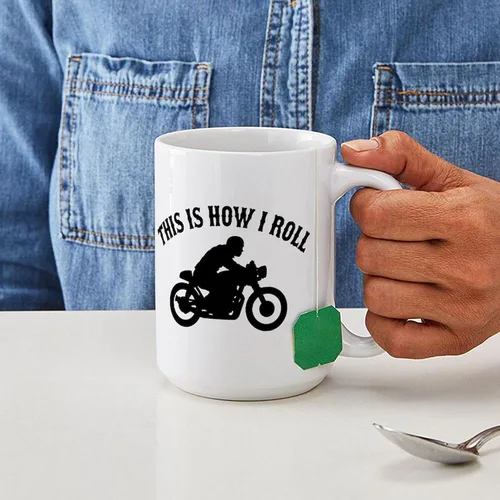 Vista 6 de CafePress This Is How I Roll Cafe Racer Taza grande de cerámica de 15 oz (15.0 fl oz)