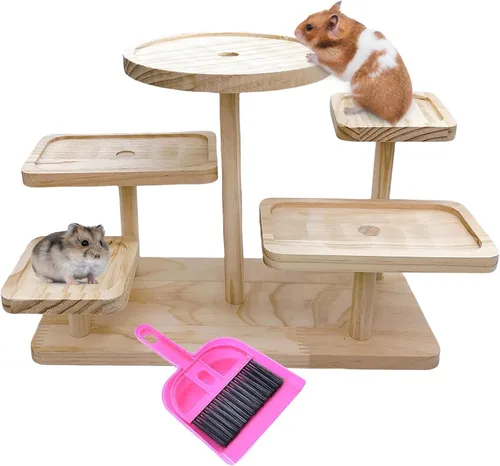 Vista 8 de Plataforma de hámster de madera Climb Toy Cage Accesorios para hámster enano jerbo