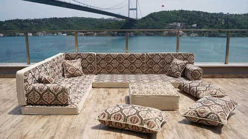 Vista 5 de arabicsofa Handmade Gray Modular Arabic Floor Sofa Set – Low Seating Majlis Sectional with Backrest Pillows for Living Room