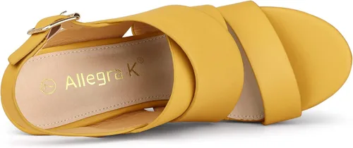 Vista 4 de Allegra K Sandalias de cuña con plataforma de madera para mujer